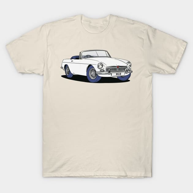 MGB Vintage Car in White T-Shirt by Webazoot